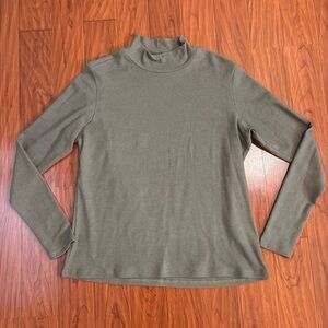 Kuhl Ribbed Mock Neck Turtleneck Long Sleeve Top Womens XL Olive Green